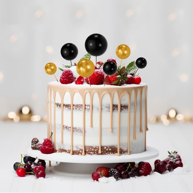 Thumbnail 2 de NACHLYNN Tortendeko Kugeln, 80 Stück Schwarz Gold