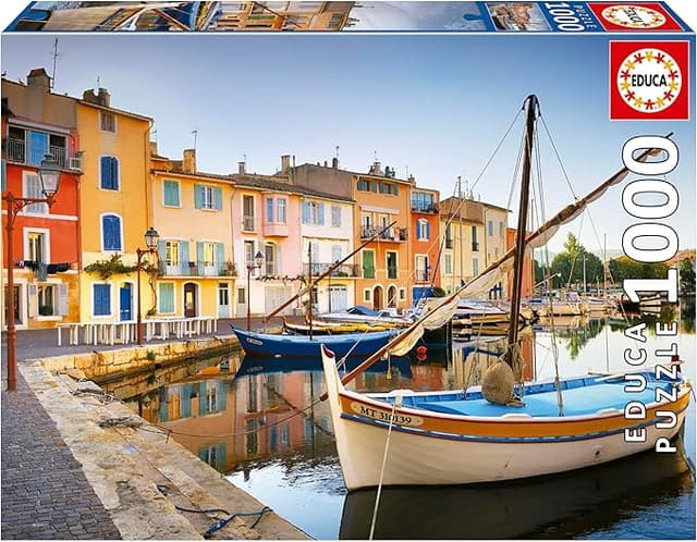 Detalle de Educa Puerto de Martigues, Provenza 🧩 Puzzle 1000 Piezas, 68x48 cm