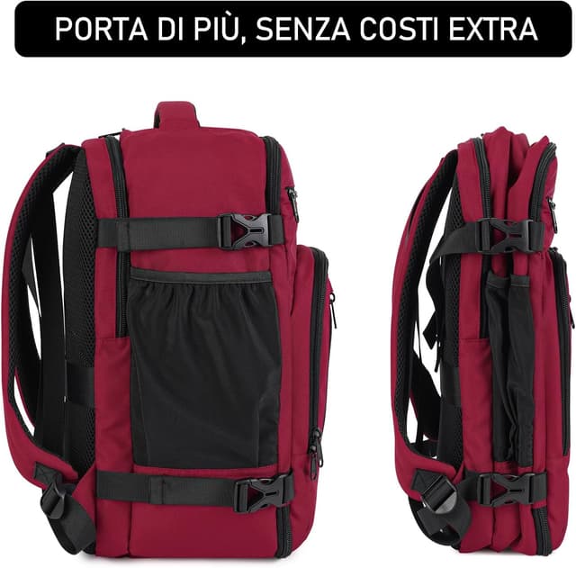 Detalle 2 de ECOHUB Zaino Ryanair 40x20x25 (20 L) in PET riciclato, bagaglio a mano brecciato sotto-sedile