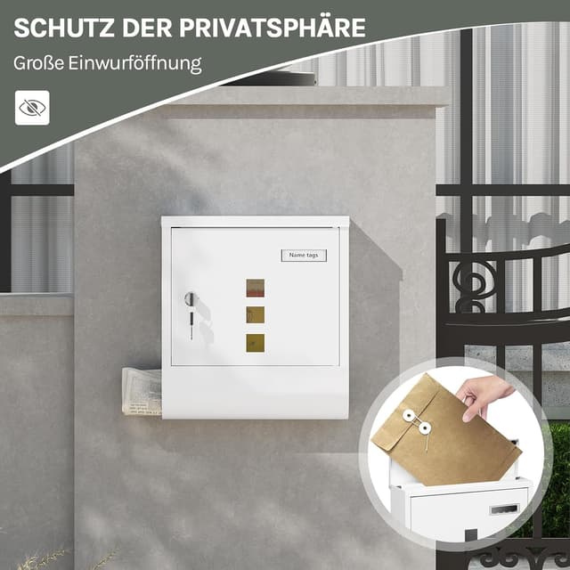Detalle 2 de WOLTU Briefkasten mit Zeitungsfach 30,5x33,5x9 cm