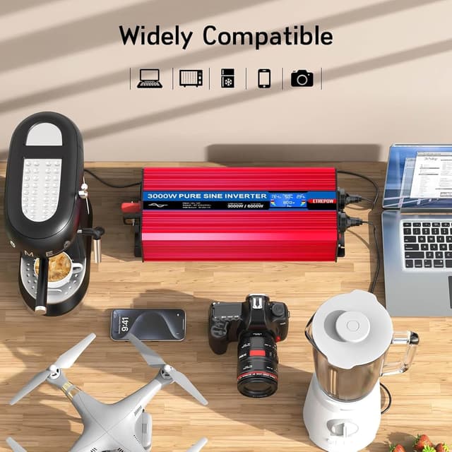 Detalle 2 de ETREPOW 3000W Convertisseur 12V-220V Pur Sinus