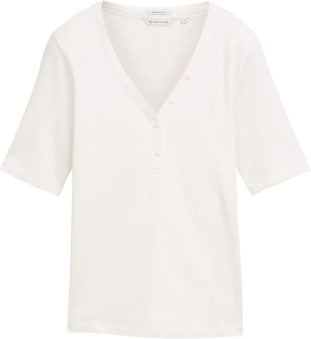 Detalle de Tom Tailor 1046414 T-Shirt da donna basic a coste con collo Henley