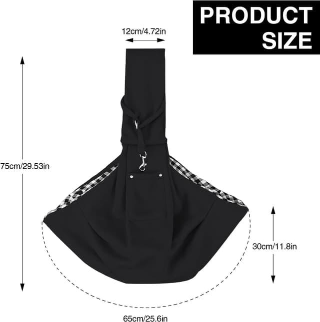 Detalle 2 de Hundetragetasche für Welpen als Tragetuch mit Wendbarer Umhängetasche – schwarz, für kleine Hunde & Katzen