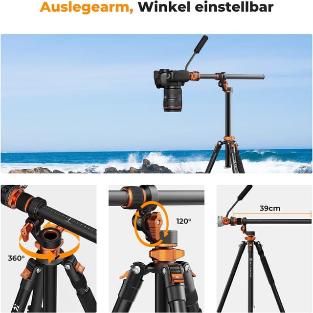 Detalle 1 de K&F CONCEPT Videostativ Fluidkopf, 231 cm