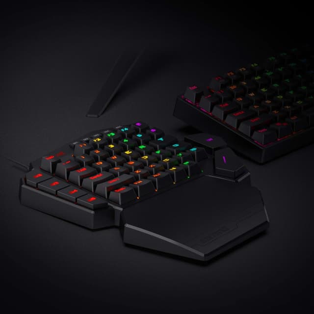 Detalle de Redragon K585 DITI Einhand RGB Gaming-Tastatur (7 Makrotasten, rote lineare Schalter, abnehmbare Handgelenkstütze, USB-C)