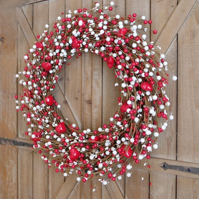 Thumbnail 6 de 24 Inch Valentines Day Red and White Berries Wreath for Front Door ❤️🎍