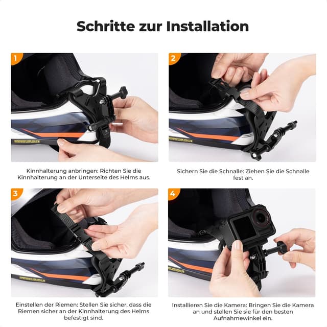 Detalle de K&F CONCEPT Kinnriemenhalterung fürs Action-Cam POV am Motorradhelm (u. a. für Osmo 360 & GoPro Hero 13/12/11)