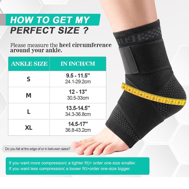 Detalle de Lexniush Sprunggelenkbandage links oder rechts mit verstellbarer „8“-Kompression gegen Plantarfasziitis & Achillessehne