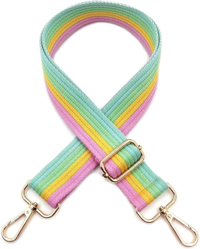 Detalle de Yudawang verstellbarer Taschengurt zum Wechseln (3,8 cm) mit Karabiner, Weiß-Braun – Schulterriemen für Damen