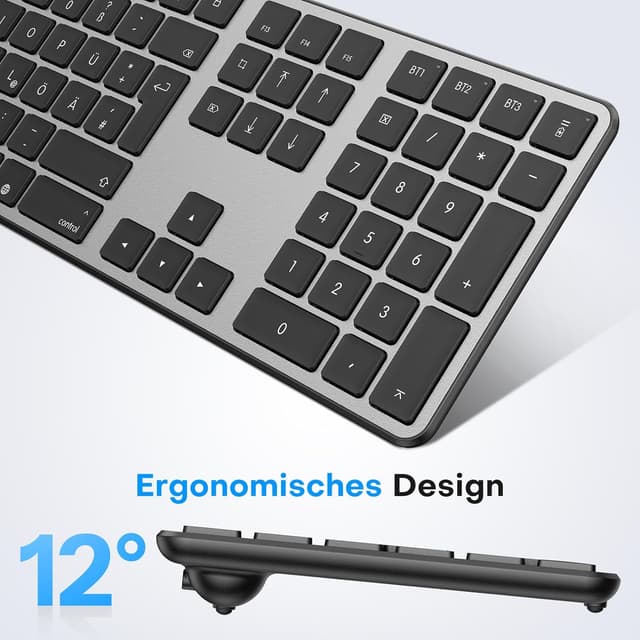 Thumbnail 4 de OMOTON Bluetooth Tastatur & Maus Set für MacBook Air/Pro, iMac, iMac Pro, Mac mini (QWERTZ, DE, mit Multi-Gerät-Funktion)