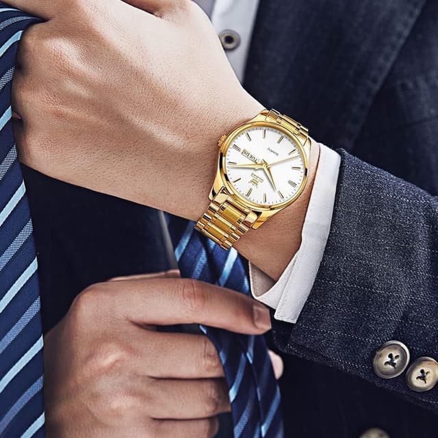 Thumbnail 3 de OLEVS Herrenuhr 40mm Gold Schwarz Edelstahl