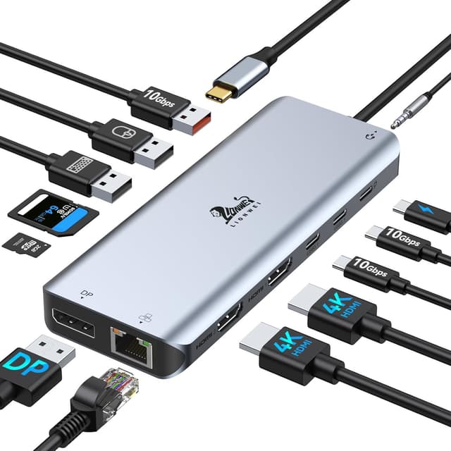 Detalle de USB C Docking Station 13‑in‑1 USB‑C Hub für Laptop