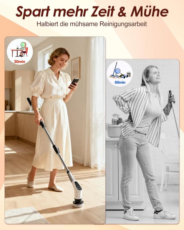 Detalle 1 de Elektrische Reinigungsbürste 8-in-1 verstellbarer Griff 🧼⚠
