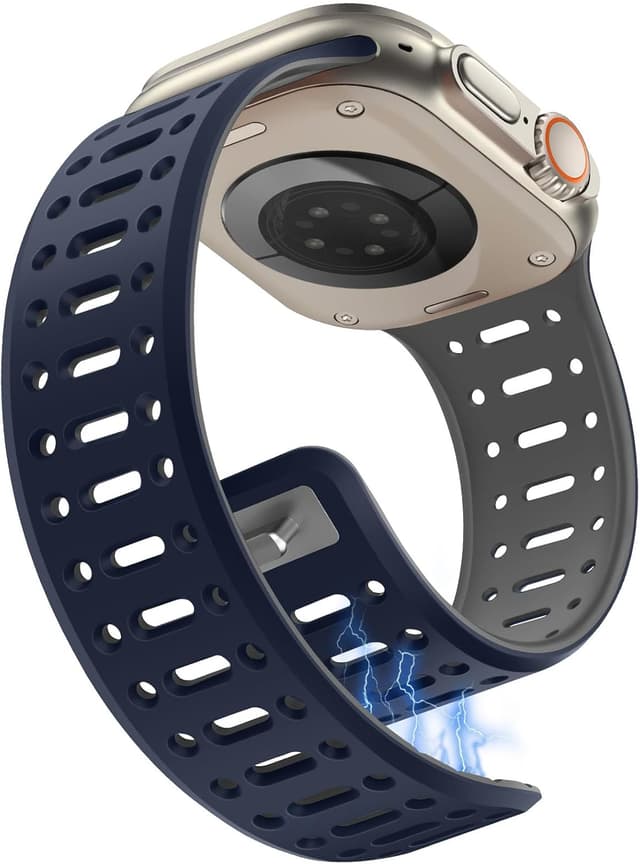 Detalle de Sixmoat Magnetic Strap for Apple Watch (49mm/Ultra 3/2, 46mm, 45mm, 44mm, 42mm) in Dark Blue-Gray