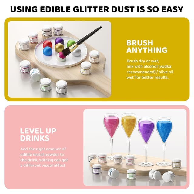 Detalle 2 de Essbarer Glitzer Set Gold RoséGold 2 Farben