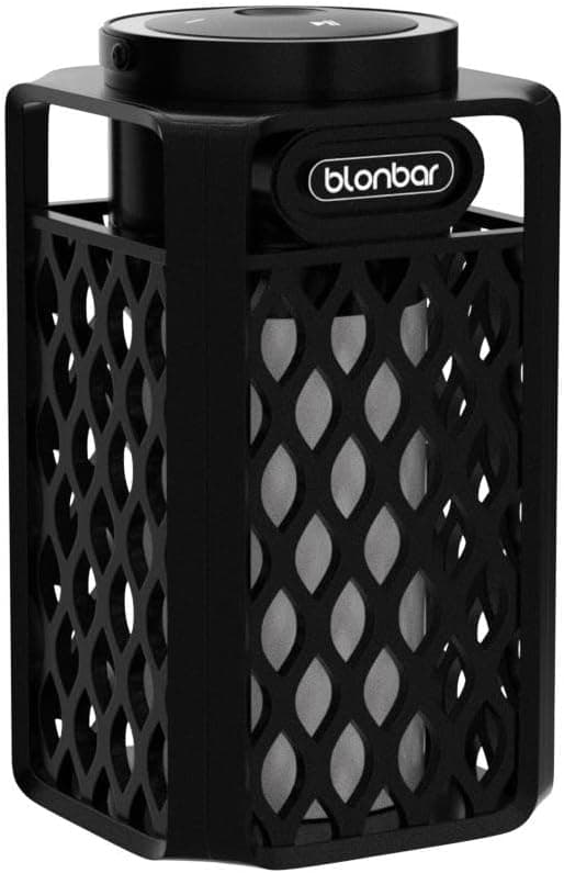 Detalle 2 de blonbar Bluetooth-Lautsprecher mit Flammenlicht und IP65 für Terrasse & Garten (inkl. Taschenlampen-Funktion)