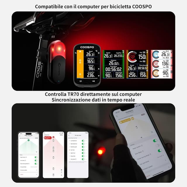 Detalle de COOSPO TR70 Luce Posteriore Radar 140m