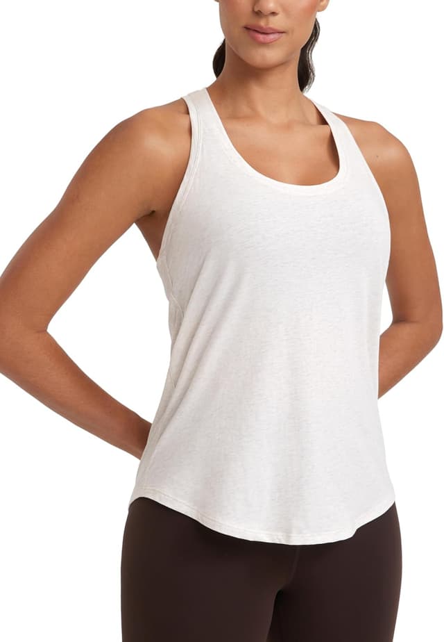 Detalle de CRZ YOGA débardeur en coton Pima dos nageur pour femme – léger, ample et confortable