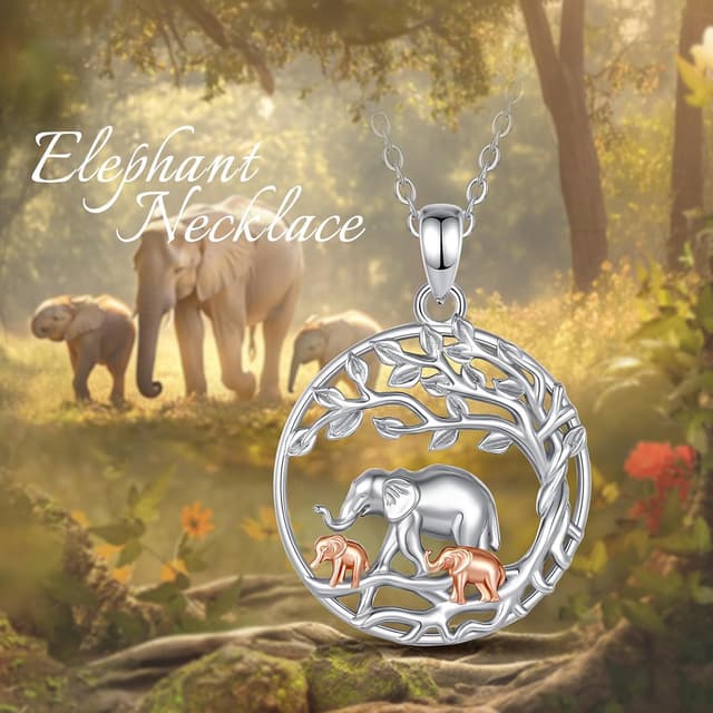 Detalle 2 de INFUSEU Familie Kette 925 Elefanten-Anhänger