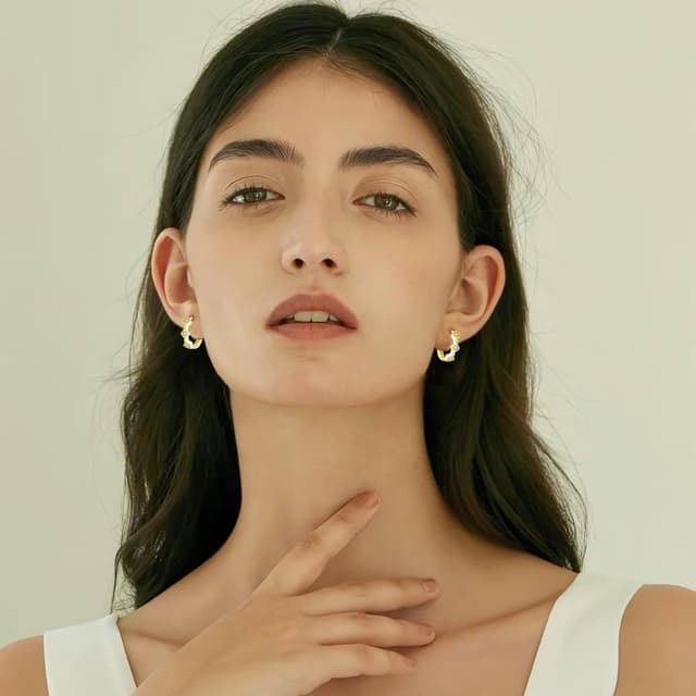 Detalle de Josfeva Silber Creolen für Damen aus 925 Sterling Silber (Quadrat-Herz-Kreuz) mit 5A Cubic Zirkonia