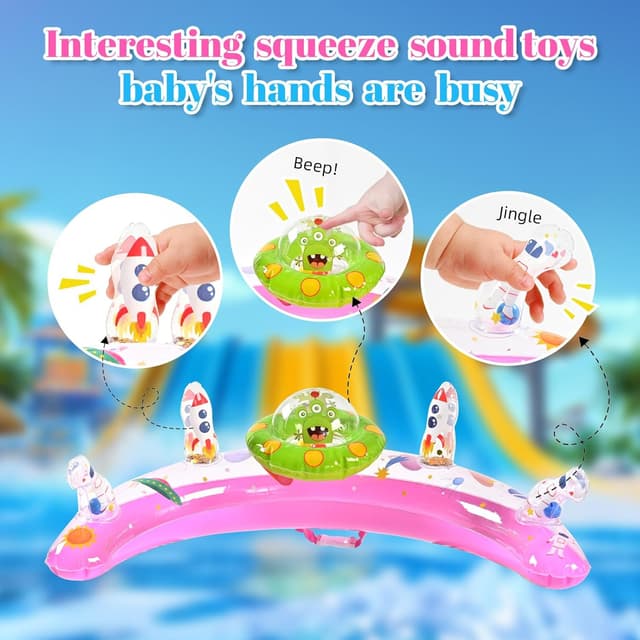 Detalle de Baby Pool Float for 6-36 Months with UPF50+ Canopy, Adjustable Safety Seat, Toy Play Console & Safety Leash