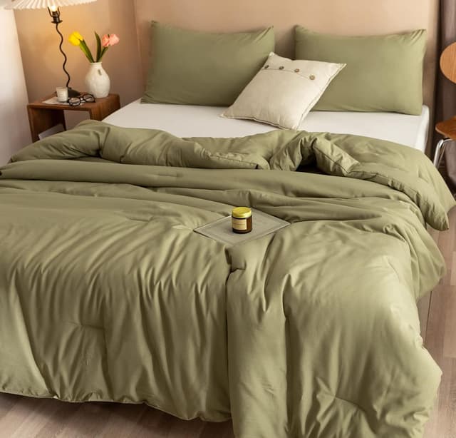 Detalle 2 de ROSGONIA Queen Olive Green Quilt Set, 3-Piece
