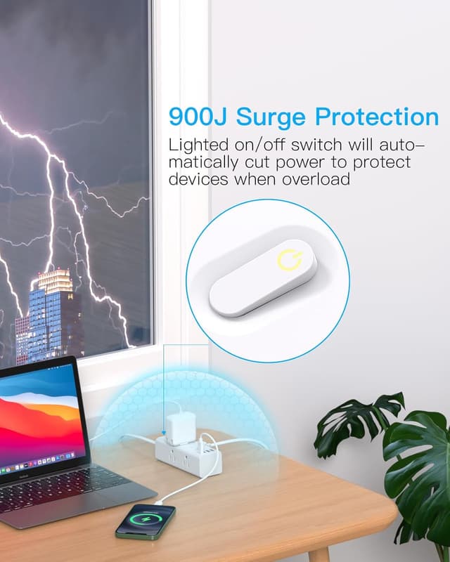 Thumbnail 4 de One Beat 10 ft Power Strip 6-Outlet with USB ๐