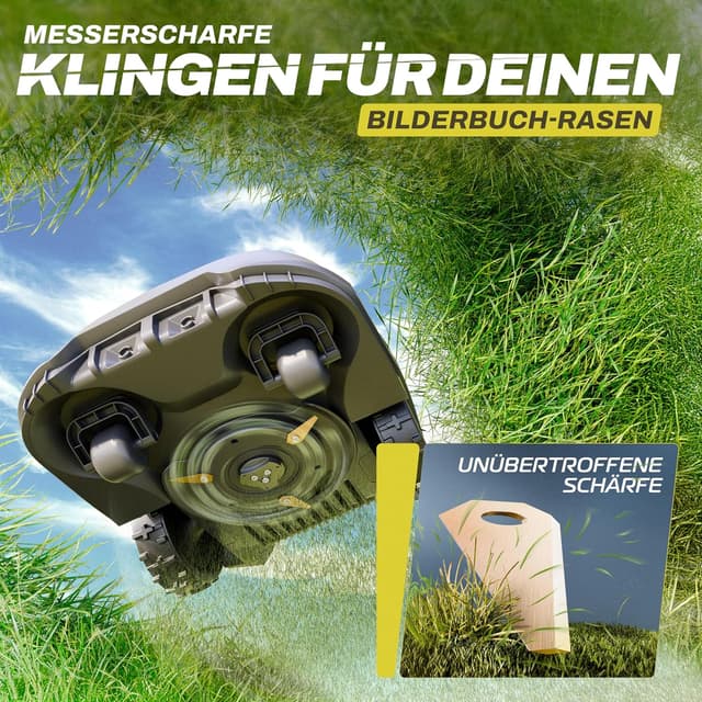 Detalle de Domar Mähroboter-Messer für Bosch Indego (inkl. Schrauben) – Ersatzklingen aus Edelstahl mit Titanbeschichtung
