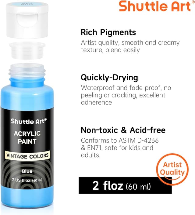 Detalle 1 de Shuttle Art acrylic paint set, 25 vintage colours