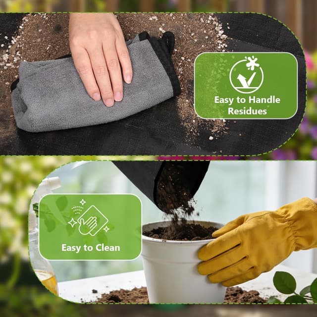 Detalle 2 de AOOWU Tapis de jardinage imperméable 2 pièces 100×100 cm (PE), pour rempotage et plantation