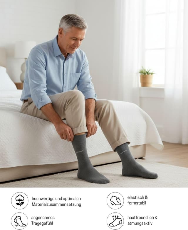 Detalle 2 de sockenkauf24 10 Paar Comfort Socken ohne Gummibund & ohne Naht für Damen und Herren