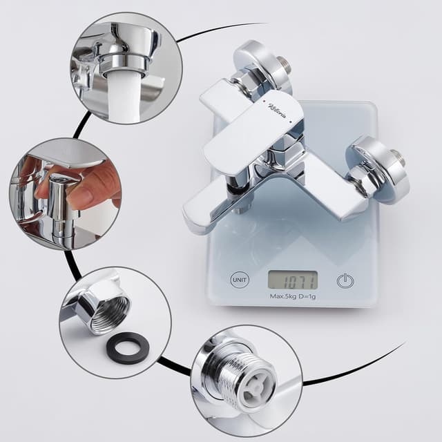 Detalle 2 de Kelleria miscelatore monocomando per vasca da bagno da parete in ottone cromato