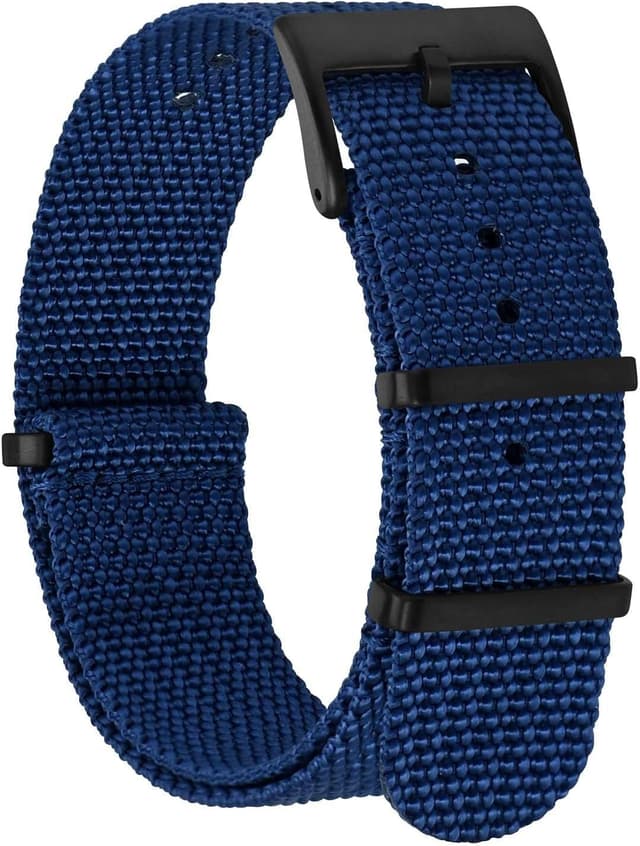 Detalle de BISONSTRAP Nylon Uhrenarmband für Herren (18/20/22 mm) mit Edelstahl-Schnalle und Federstegen