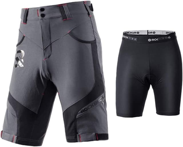 Detalle 2 de ROCKBROS Pantaloncini MTB da uomo 2 in 1 con imbottitura 4D traspiranti