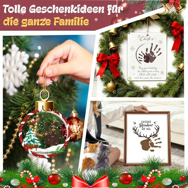 Detalle 2 de DIY Baby-Hand- und Fußabdruck Farben (75 ml) – ungiftig, zum Stempeln für Neugeborene, Braun