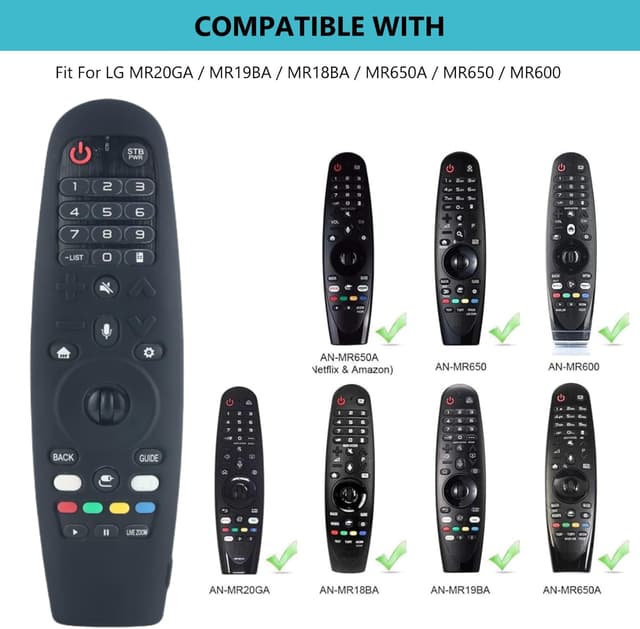 Thumbnail 1 de Silicone protective sleeve case cover for LG Magic TV remote (AN-MR600/AN-MR650/AN-MR18BA/AN-MR19BA/AN-MR20GA) – Not Glow Black