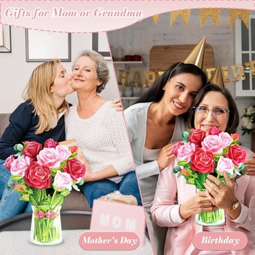 Detalle de Airpark Pop Up Flower Card 3D Red Rose Bouquet 💌