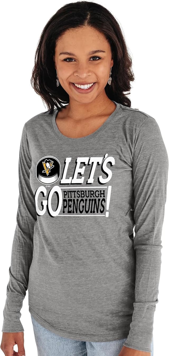 Thumbnail 6 de Blue 84 NHL Women’s Officially Licensed Tri-Blend Long Sleeve T-Shirt (Gray) — Red Wings