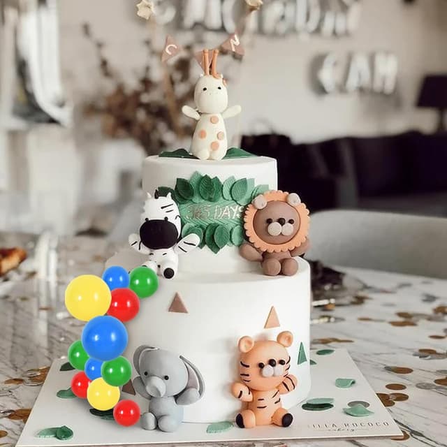 Detalle de RIBBOOO 40 pcs ball cake toppers with foam balls and wire insert rods (Red, Blue, Yellow, Green)