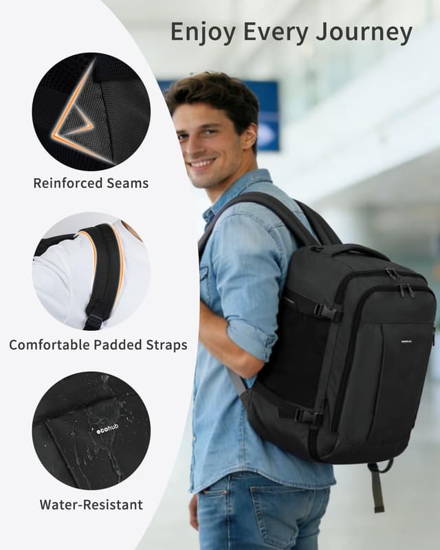 Thumbnail 6 de ECOHUB Easyjet Cabin Bag underseat backpack 45x36x20cm, 30L, 13 pockets, waterproof recycled PET – Grey