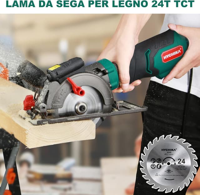 Detalle de HYCHIKA Lame per sega circolare da 115 mm con 3 dischi (24T TCT, 60T HSS, 9T diamantato) per legno, metallo morbido e piastrelle
