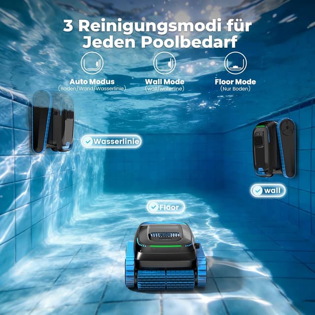 Detalle 2 de BOTLUXE PC20 Poolroboter (2026 Upgrade) mit App-Steuerung, Boden-, Wand- & Wasserlinienreinigung für Pools bis 170 m²