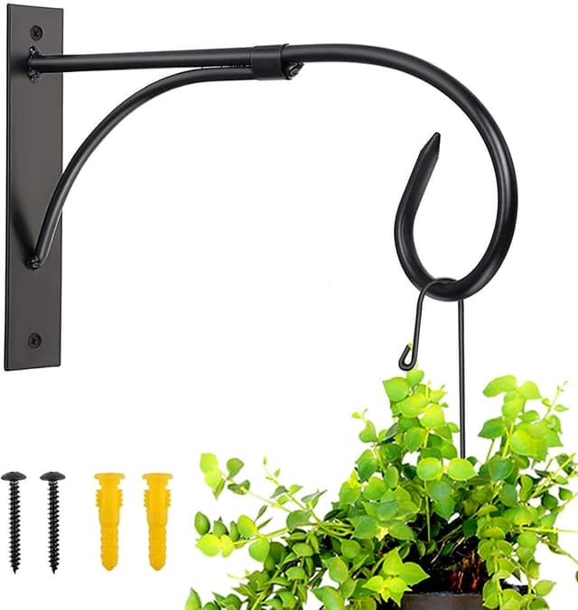 Detalle de 11 inch iron wall-mount plant brackets for hanging baskets (60lb-capacity) – rust-resistant hooks
