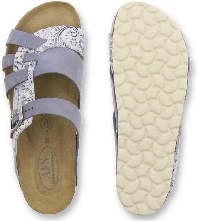 Detalle de AFS-Schuhe Damen Pantoletten aus echtem Leder mit verstellbarer Schnalle – bequeme Hausschuhe für Alltag & Arbeit