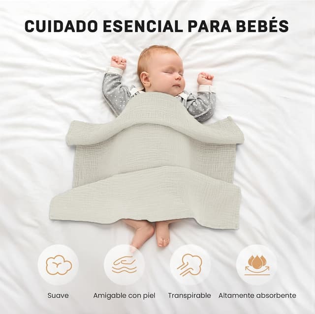 Thumbnail 3 de IKWOLETI Muselinas Bebe 60x60 algodon