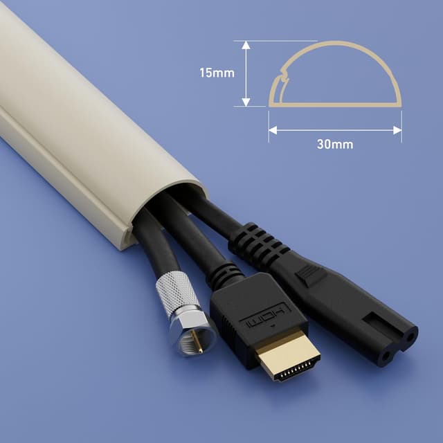 Detalle de D-Line 30x15-mm Kabelkanal Multipack 4 m mit halbrundem Profil, selbstklebend & überstreichbar (Magnolia)