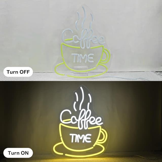 Thumbnail 6 de SIGNSHIP „Coffee Time“ Neon-Schild mit LED-Lichtstreifen für Wanddeko im Café