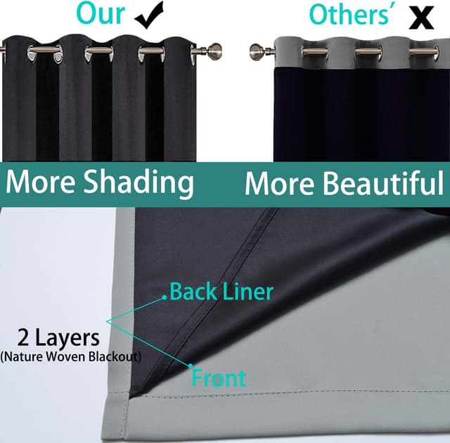 Thumbnail 4 de Yakamok 100% Blackout Curtains 84" Long, 52" Panels 🪟