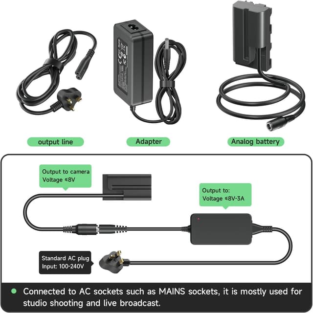 Detalle 1 de CITYORK NP-F550 dummy battery AC adapter
