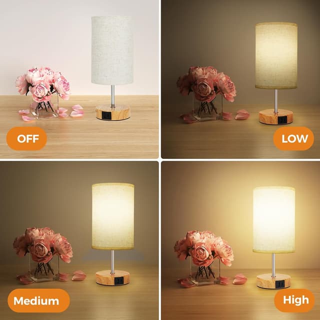 Detalle 2 de Suright Touch Control Bedside Lamp with USB Ports